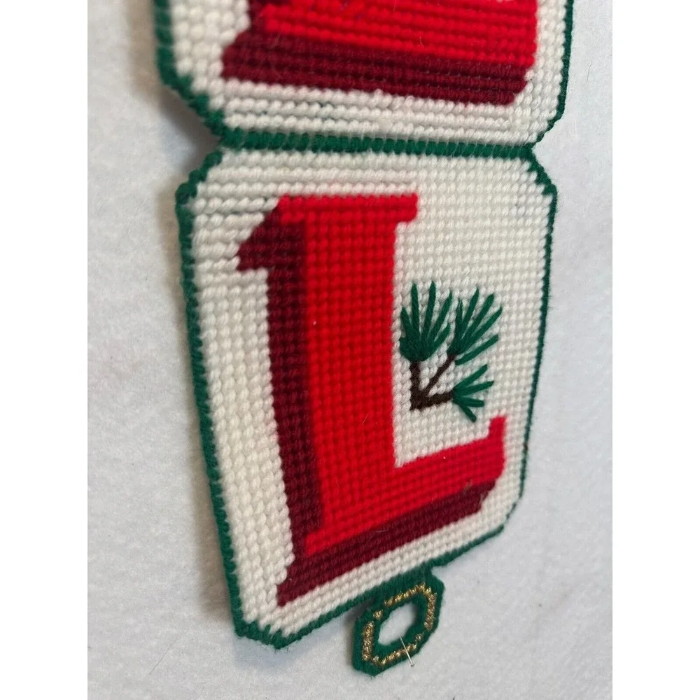 Vintage Christmas NOEL Hanger Needlepoint Plastic Canvas Handmade 27